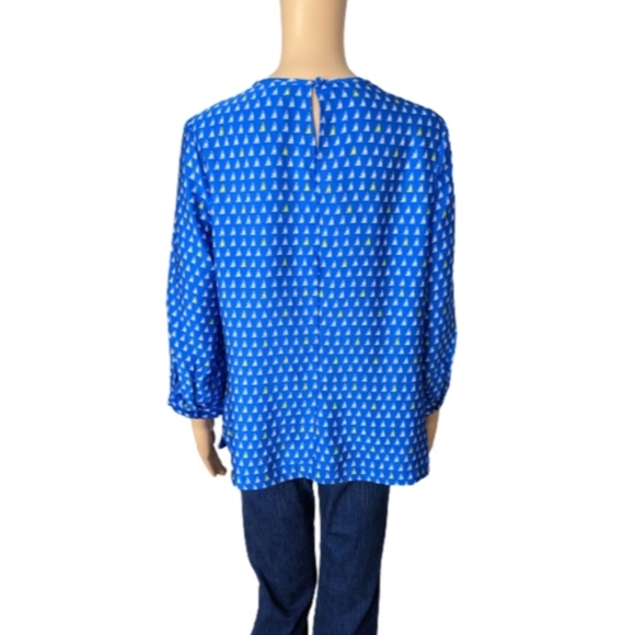 Merona Blue Sailboat Print Blouse M - Picture 6 of 8